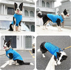 Warm Fleece Dog Coats with Durable Harness Buitl in D-Ring,Waterproof Doggie Jacket for Large Dogs,Dog Vest for Cold Winter,Light Blue XXXL