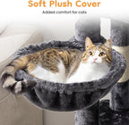 74" Cat Tree Tower with Scratching Posts, Condos, Perch, Hammocks & Toys, Cat Tree for Indoor Cats Large Adult, Ideal for Multi-Cat Households, Dark Gray