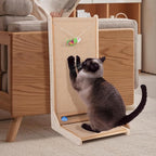 Sisal Cat Scratchers for Indoor Cats, 26.8'' L-Shape Cat Scratching Board, Solid Wooden Cats Scratch Pad with Mouse Toy, Large Cats Scratching Posts to Protect Furniture(Vertical Scratcher)