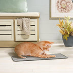 SAFAVIEH Cat Scratch Mat Pad Collection, 12" x 20", Oval, Gray, Boucle Weave, Velcro & Slip Resistant Backing