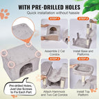 Multi-Level Cat Tree Tower with Sisal Scratching Posts, Plush Condo & Toys - Durable Cat Activity Center for Indoor Cats (Light Grey, 72)
