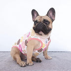iChoue 100% Breathable Cotton French Bulldog Halloween Cartoon T Shirts Cute Clothes for Medium Dogs Vest Tank Tops Frenchie Pug Small Puppy English Boston Terrier Donuts - Large