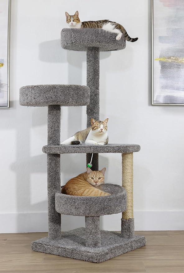 New Cat Condos Solid Wood Sturdy Cat Tower with Beds