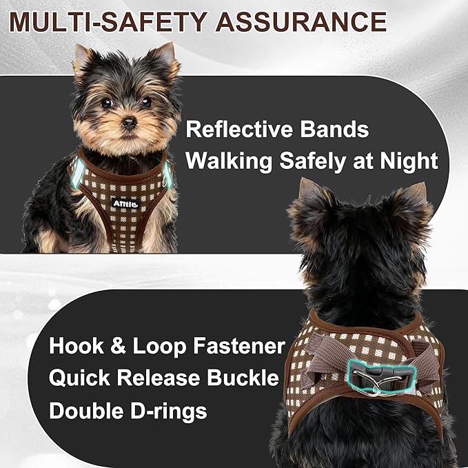 AIITLE Easy Walk Dog Vest Harness and Leash Set, Pet Supply No Pull, Breathable Mesh, Reflective Stripes, Adjustable Escape Proof Pet Outdoor Harnesses for Medium Dogs Chocolate L