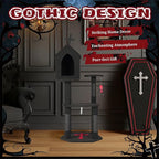 Gothic Halloween Cat Tree Tower, 3-Level Cat Furniture with Coffin Bed & Cross Top, Scratching Posts for Indoor Cats, Black Red Large Cat Tree for Multiple Cats