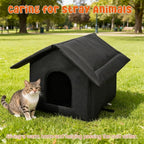 2Pcs Black Cat Houses for Outdoor Stray Cats Shelter Weatherproof Outdoor Cat House Indoor Foldable Warm Pet Cave for Feral Cat Dog Winter Wild Animal