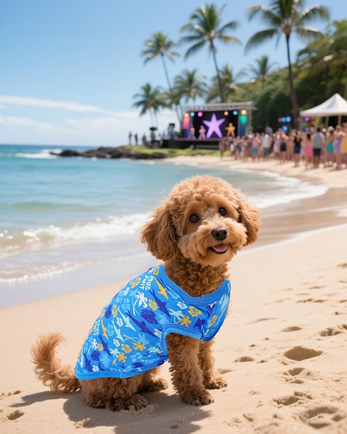 PET SHOW 4 Pack Dog Hawaiian Shirts for Small Doggies UPF 50+ UV Sun Protection Summer Cool Clothes Tank Top Floral Puppy Kitten Cats T-Shirts Pet Holiday Party Sleeveless Vest Boy Girl(Small)