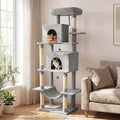 PETSITE 70-inch Tall Cat Tree, Modern Multi-Level Cat Tower with 2 Comfy Condos, Sisal Scratching Posts, Snug Hammock, and Dangling Ball, Ideal for Indoor Cats and Kittens (Grey)