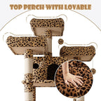 SHA CERLIN 81 Inches Extra Large Cat Tree for Indoor Adult Cats/XXL Big Cat Tower with Condo/Cozy Perches/Sisal Scratching Posts and Hammocks/Activity Center/F80/Heavy Duty/Leopard Print