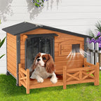 Outdoor Dog House Dog Kennel with Strong Metal Frame Dog Kenne for Small & Medium & Large Dogs,Large Platform,Brown