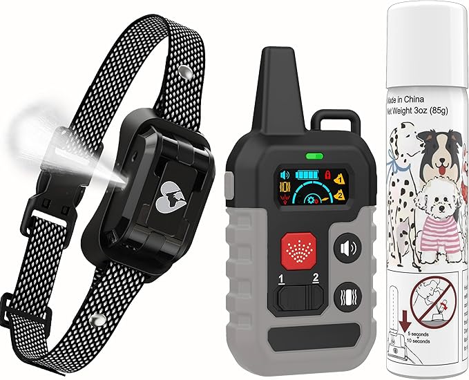 Citronella Dog Training Collar with Remote, 4 Modes Beep/Vibration/Spray/Spray Enhancement, Humane Safe Rechargeable Dog Bark Collar, IPX6 Waterproof Spray Collar, Range 300m 【Only Work with Remote】