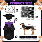5 Pcs Dog Graduation Costume Set Include 2026 Pet Graduation Gown with Stole Puppy Grad Cap Lensless Glasses DIY Letter Stickers for Dogs Cats Holiday Costume Accessory(Black Purple,XL)