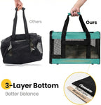 Dog Carrier Soft Sided, Large Cat Carrier with Inner Safety Leash, Pet Transport Carrier for Large Cats and Medium Dogs up to 20 Lbs, Collapsible Travel Puppy Carrier Bag -Turquoise L