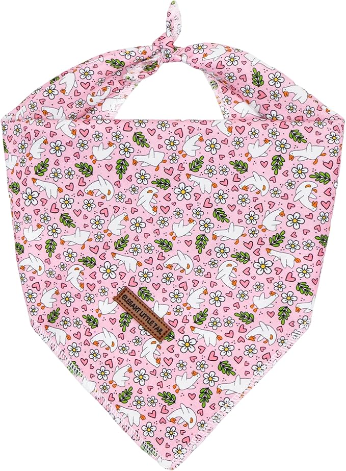 Elegant little tail Dog Bandana, Cute Goose 1PC Washable Dog Scarf Female or Male Square Bib Kerchief Scarf Adjustable Pet Bandana for Medium Large Dogs