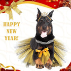 2 Pcs Dog Crown Headband Dog Tutu Dress Set Crystal Rhinestone Tiara Crown Tutu Skirt Pet Dress Costume for Puppy Birthday Party Wedding Photo Prop Costume