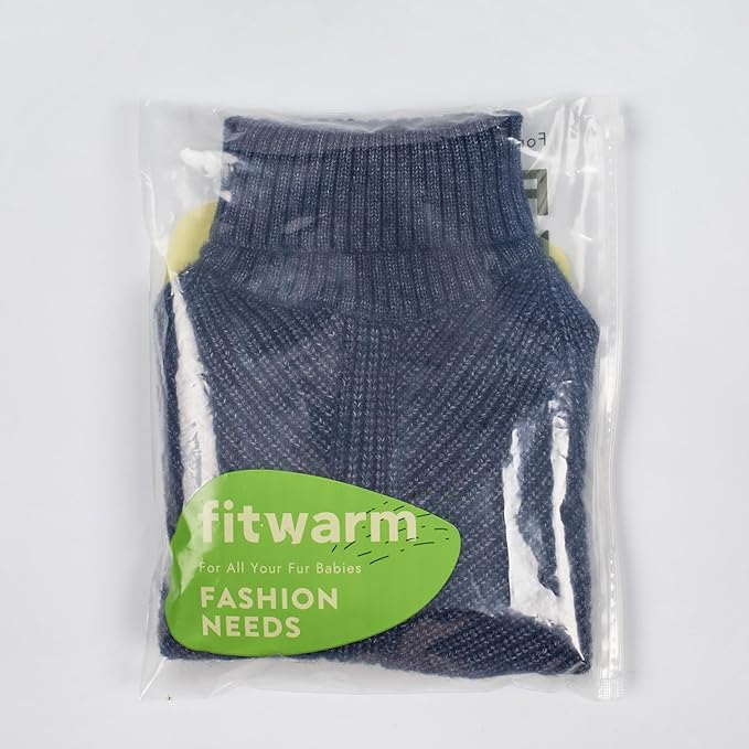 Fitwarm Turtleneck Knit Dog Sweater, Thermal Dog Winter Clothes for Small Dogs Boy Girl, Cozy Sweaters for Dogs, Doggy Pullover Jumper, Pet Outfit, Heather Navy Blue, XS