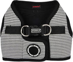 Puppia Amatus Dog Vest Harness B (Step-in) Fashionable Houndstooth Pattern Spring Summer Harness for Small and Medium Dogs, Black, Medium