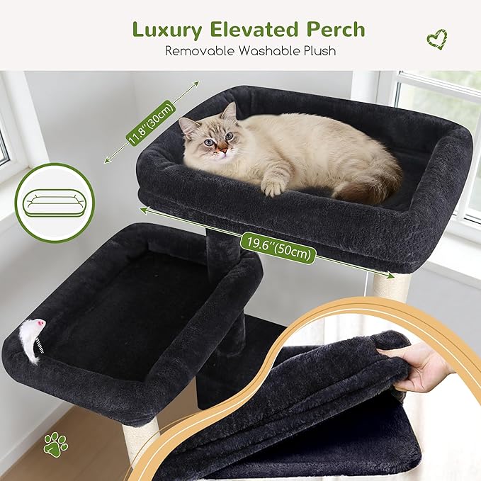 Globlazer 82" Extra Large Cat Tree for Big Cats, Heavy Duty Cat Tree for Multi-Cat Household, Maine Coon Cat Tree with 3 Condos, 2 Hammocks, 3 Perches & Scratching Board, S82D, Dark Gray