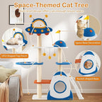 PETSITE 64.5 Inch Space-Themed Cat Tree, Multi-Level Cat Tower with Sisal Scratching Posts, UFO-Shaped Top Perch, Climbing Ladder, Hanging Star-Shaped Jingling Toys, Cute Cat Tree for Indoor Cats