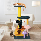 NUNU LAB Mushroom Cat Tree, Multi-Level Cat Tower, Mushroom Cat Scratching Post, Cute Cat Tower, with Cat Scratching Post, Cat Bed & Interactive Balls, for Indoor Cats (D-068, 26.8 * 22.8 * 53.4)