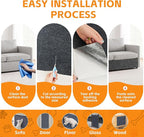100"x16" Cat Scratch Protector Cat Anti Scratch Furniture Mat Carpet Trimmable Self-Adhesive Pad Strong Viscose Couch Protector Dark Grey