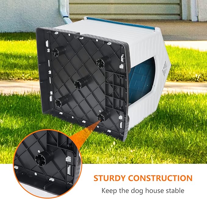 ZENY 34Inch Large Plastic Dog House - Water Resistant Dog Kennel for Small to Medium Sized Dogs All Weather Indoor Outdoor Doghouse Puppy Shelter
