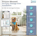 Pressure Mounted Baby Gate for Stairs, Extra Wide 29-48.8 Inch Adjustable, Auto-Close, Double Lock, 29.9" Tall Metal Dog Gates for Doorways, Kitchen & Hallways, CPC & CE Certified, White