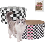 CSR1012I Kate 12 Inch Cardboard Cat Scratcher Pads with Box & Catnip, Reversible Heavy-Duty Scratch Boards for Cats, Furniture Protection, Modern Checker Pattern, Black/White, 5-Pack
