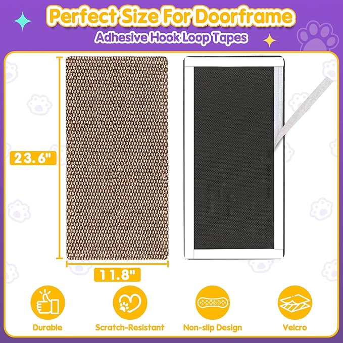 Wall Cat Scratcher for Indoor Cats,23.6x11.8”Corner Cat Scratcher,Cat Scratch Pad Furniture Protector for Door & Wall,Couch, Durable Cat Scratching Board Easy Mount(Deep Brown, 23.6”x11.8”)