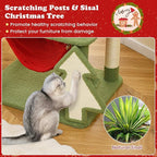 Tangkula Christmas Cat Tree, 52” Tall Cat Tower with Sisal Scratching Posts & Xmas Tree, Plush Perch, Gift Box Shaped Condo, Hanging Toys, Basket Bed, Hammock, Cute Cat Tree Tower Holiday Decoration