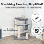 TRIXIE Baza Senior Cat Tree with Hammock and Steps | Scratching Posts | Cat Playground | Gray Medium