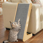 PETKARAY L Shape Cat Scratcher, Sisal Kitty Scratching Ramp, Vertical Scratch Pad for Indoor Cats, 25.2" Furniture Protector with Catnip, Grey