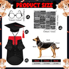 5 Pcs Dog Graduation Costume Set Include 2026 Pet Graduation Gown with Stole Puppy Grad Cap Lensless Glasses DIY Letter Stickers for Dogs Cats Holiday Costume Accessory(Black Red,XL)