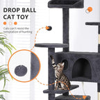 BestPet | 62" Cat Tree Tower | Dark Gray | Sturdy, Easy to Assemble, Multi-Level Activity Center with Sisal Scratching Posts, Condos, Perches, Hanging Cat Toys, Observation Decks & Ladder