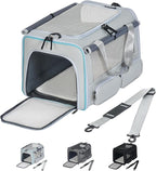Cat, Dog Carrier for Pets up to 15 lbs, Soft-Sided Collapsible Pet Carrier with Upgraded Sturdy Base, Privacy Curtain and 2 Storage Bags, Cat Bag for Medium Cats and Small Dogs