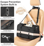 PETSFIT Large Cat Car Carrier with Patented Safety Buckles(19 x 12 x 12) – Roomy Escape-Proof for Safe Driving, Lockable Zippers & Safety Tether, Soft-Sided Travel Carrier for Road Trips & Vet Visits