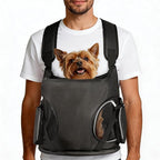 YUDODO Dog Front Backpack Carrier 5-15 lbs, Soft Breathable Pet Front Facing Carrier with Adjustable Straps, Multi-Pocket Design, for Small Dogs & Cats (Black)