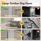 55''L Extra Large Dog House Outdoor Weatherproof, Wooden XL Dog Houses Kennel Breed with Waterproof Roof, Chew-Proof Iron Frame, Doghouse Pet Shelter Fits Small to Large Dogs