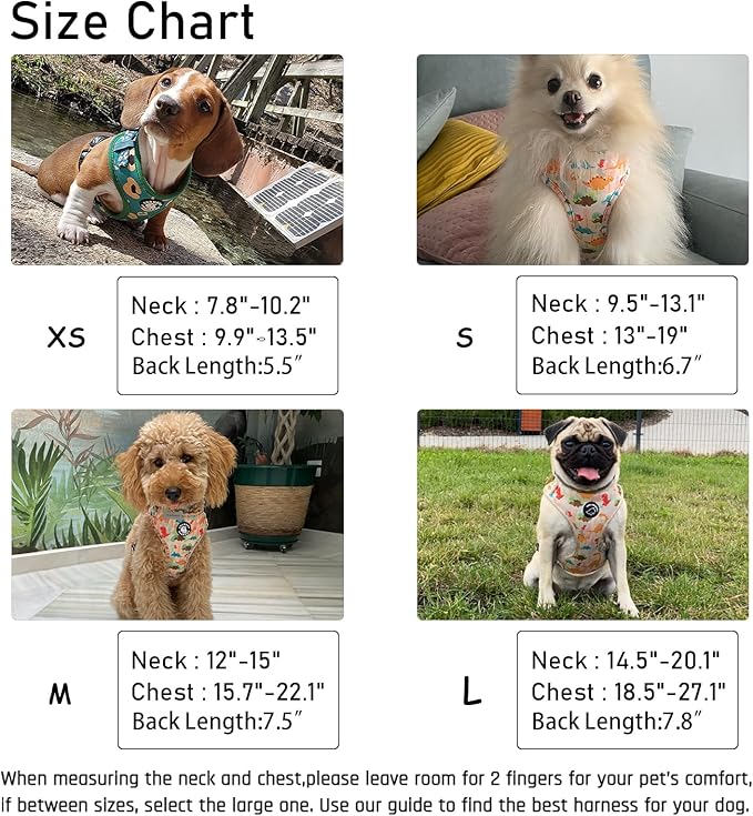 Dog Harness and Leash Set, Adjustable Dog Harness, Dog Leash, No Pull No Choke Puppy Harnesses for Walking Training for Small Medium Pet (Strawberries, M(Chest 15.7-22.1", Neck 12-15"))