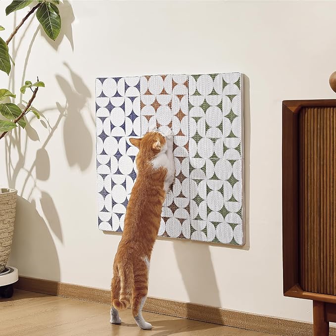 FUKUMARU 3PCS Cat Scratcher Wall Mounted, 23.6 Inch Extra Long Cardboard Cat Scratch Pad for Wall, High-Density Cats Scratching Board Indoor, Kitten Scratching Pads for Corner Door