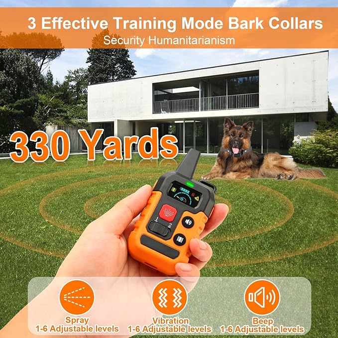 Citronella Training Collar for Dog [1* Citronella Refill] Spray Dog Collar with Beep/Vibration/Spray 4 Mode & 6 Adjustable Sensitivities, IPX7 Waterproof Dog Collar for L/M/S Dogs