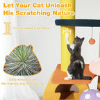 KAMABOKO Mushroom Cat Tree, Cute Cat Tower with Full-Wrapped Sisal Posts, Scratching Boards & Interactive Balls, Multi-Level Cat Activity Tree