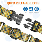 Kazazoo Martingale Collar for Dogs with Quick Release Buckle Adjustable Soft Durable Dog Collar for Small Medium Large No Pull Training Dog Collars-Yellow&Blue Plaid L