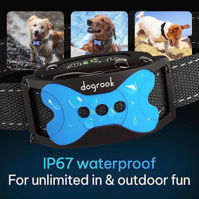 DogRook Dog Bark Collar | Smart Collar for Dog Training | No Shock | Beep & Vibration | Rechargeable | No Bark Collar for Dogs | Anti Bark Collar for Large Dog, Medium Dog, Small Dog | 12-110 lbs
