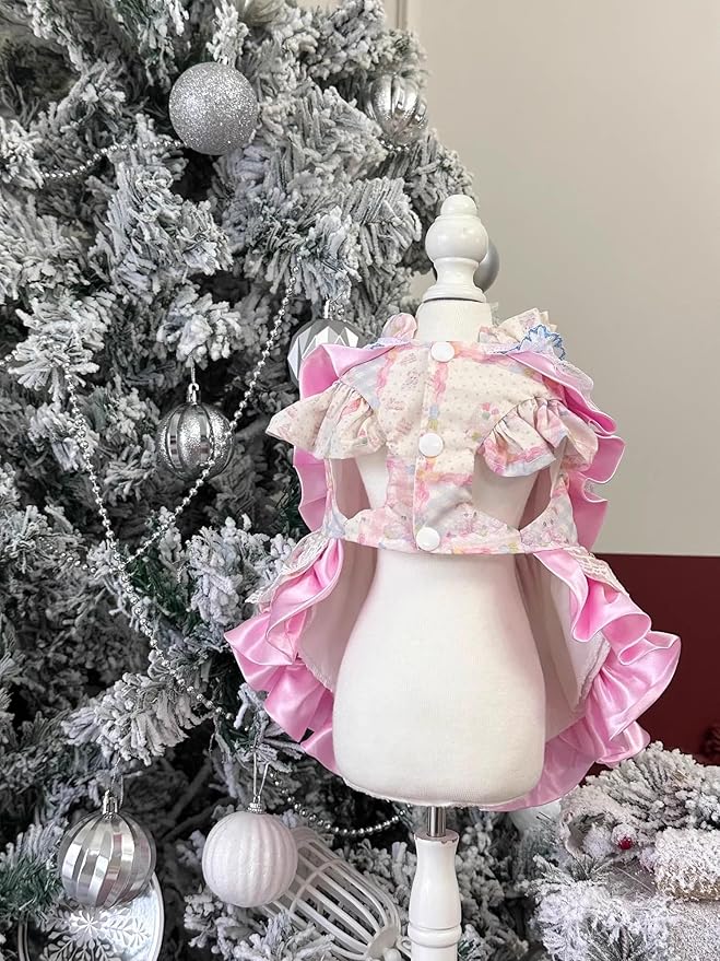 Furbabycare® Elegant Sweet Fashion Puppy Dog Blingbling Princess Skirt Pet Dog Lace Cake Camisole Tutu Dress A-Pink XX-Small
