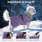 Dog Coat, Waterproof Dog Winter Jacket with Adjustable Buckle, Reflective Turtleneck Pet Snow Vest Warm Fleece Sweater for Small Medium Large Dogs - Purple, M