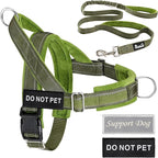 Lukovee No Pull Dog Harness & Leash Set - Heavy Duty Dog Vest Harness with Soft Padded for Medium Large Dogs, Adjustable Reflective Tactical Pet Harness for Easy Walk and Training (S, Green)