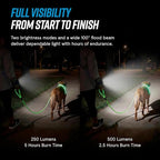 Noxgear LightHound (Medium) + Wrist Light – Illuminated and Reflective Harness for Dogs Including Multicolored LED Fiber Optics (USB Rechargeable, Adjustable, Lightweight, Rainproof)