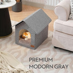 Indoor Dog House with Washable Plush Cushion - Small Size, Suitable for Small Dogs & Adult Cats