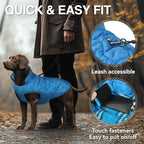 VIVAGLORY Softjoy Dog Coat, Dog Jacket for Winter & Christmas, Coat with Harness Hole, Reversible Plaid Checkered Warm Fluffy Heavy Duty for Puppy, XL, Blue
